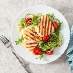 Halloumi si dovlecei la grill cu orez salbatic