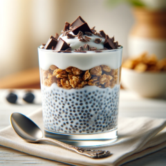 Iaurt cu chia si granola cu ciocolata